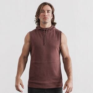 NoBull Sleeveless Sweatshirt Hoodie Fleece Lined Brown Active Gym Mens Small